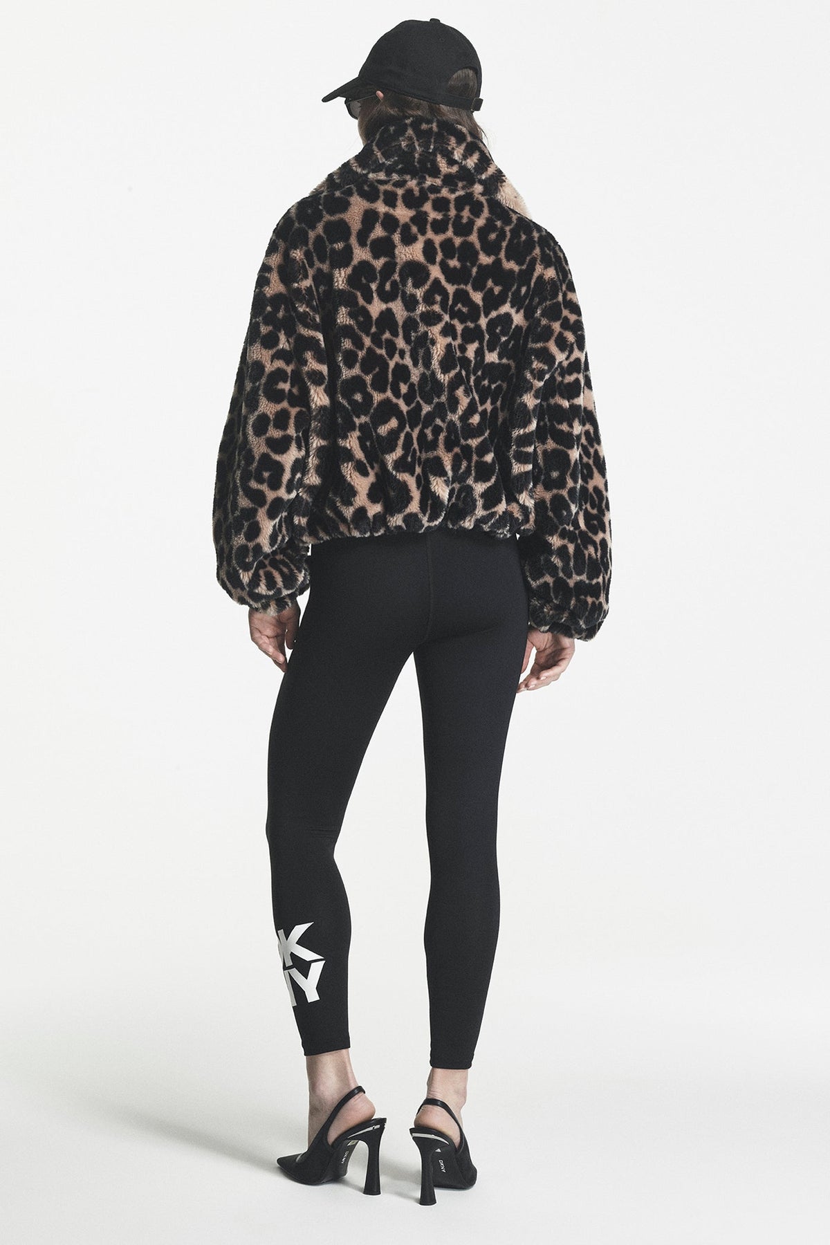 Leopard DKNY FAUX FUR BUBBLE HEM JACKET
