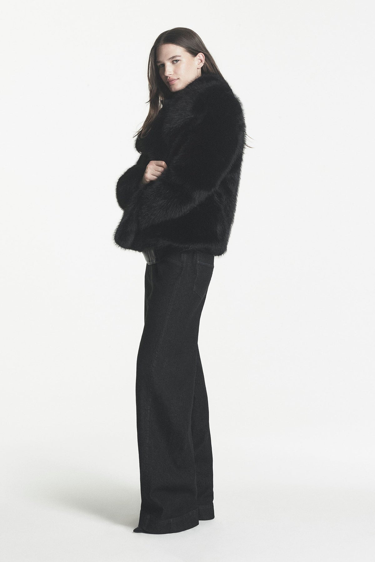 Black DKNY FAUX FUR JACKET