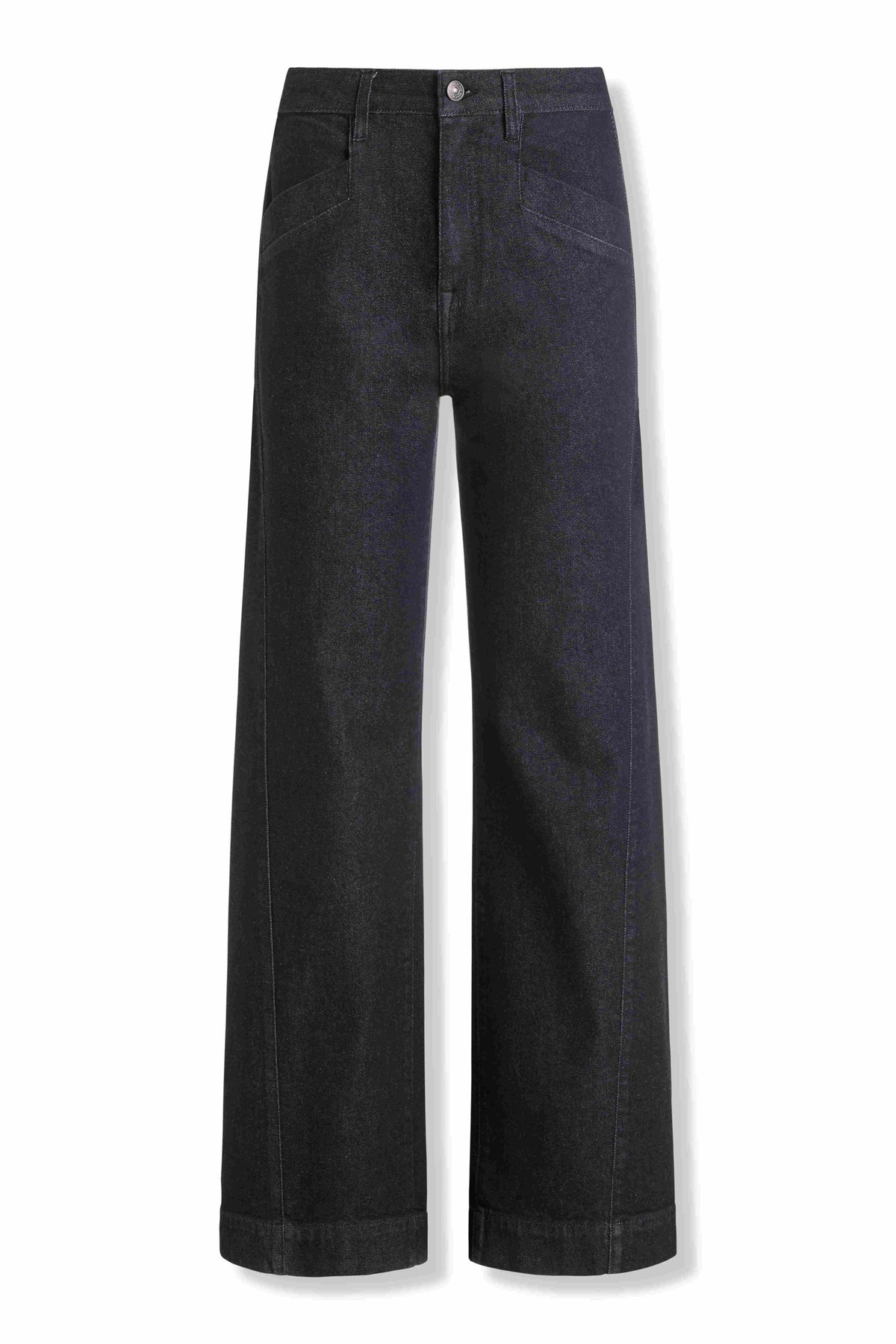 Black DKNY HIGH-RISE FORWARD SEAM WIDE LEG