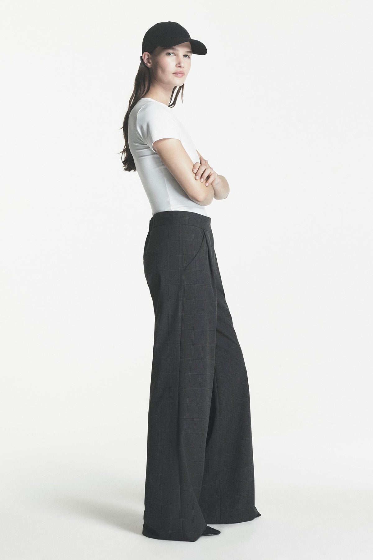 Asphalt Combo DKNY HIGH-RISE WIDE LEG PANT
