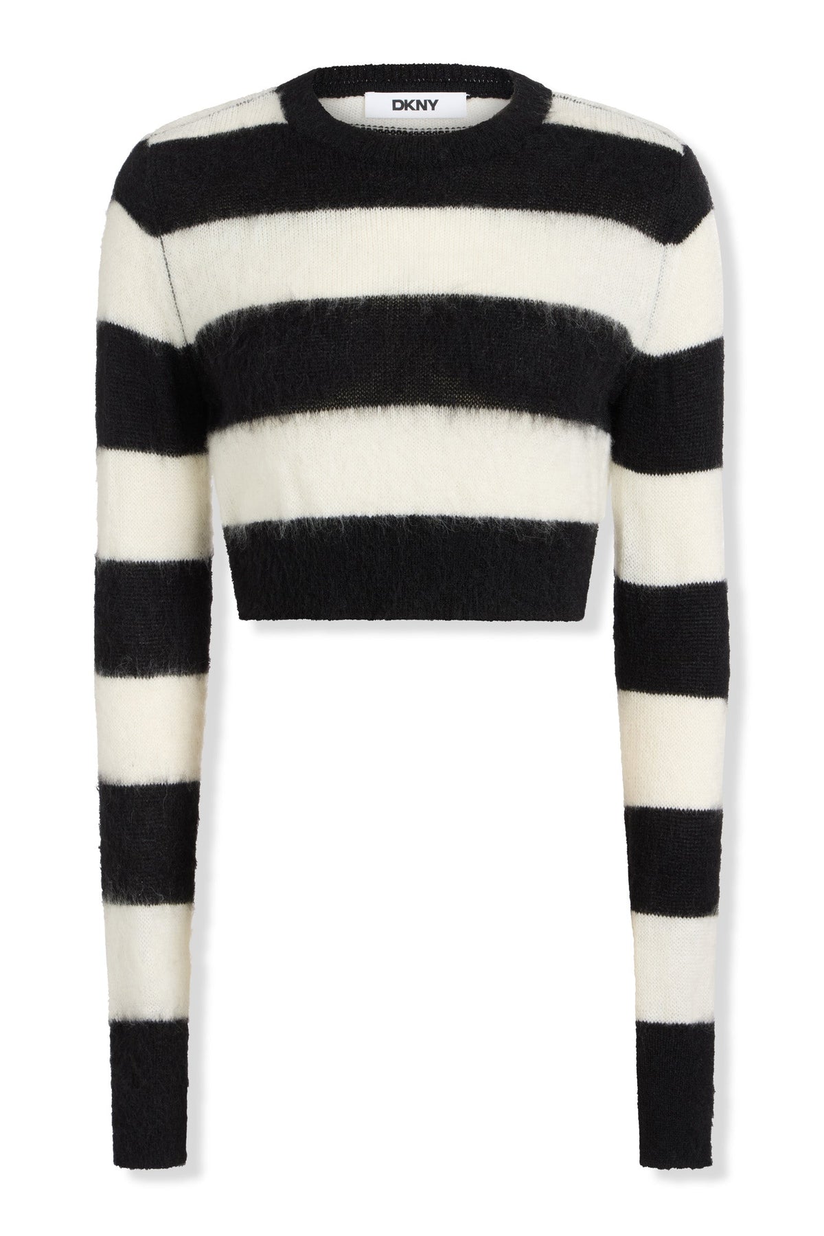 Black/Ivory DKNY STRIPE CREW NECK SWEATER