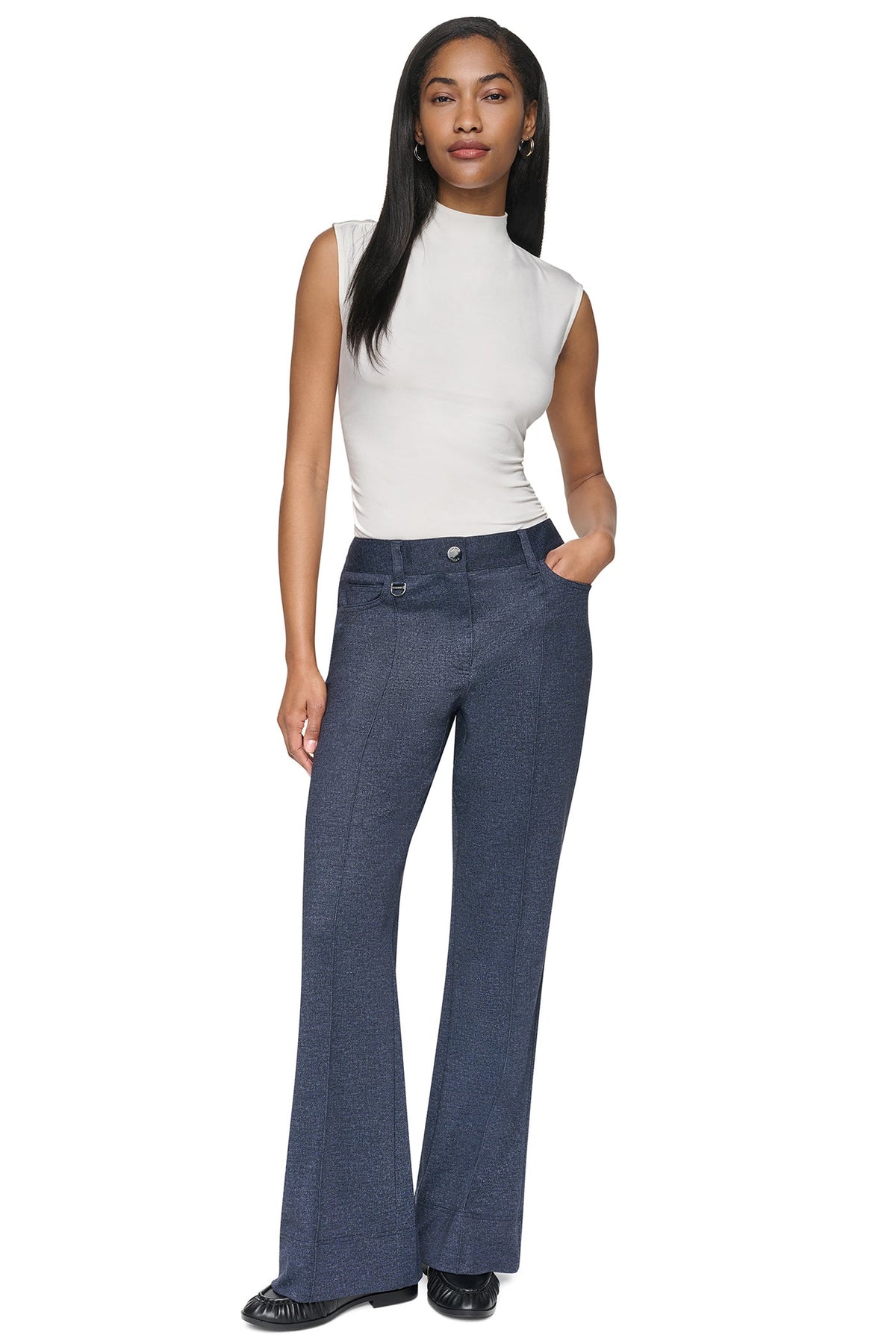 Denim DKNY WIDE-LEG FAUX DENIM PANT