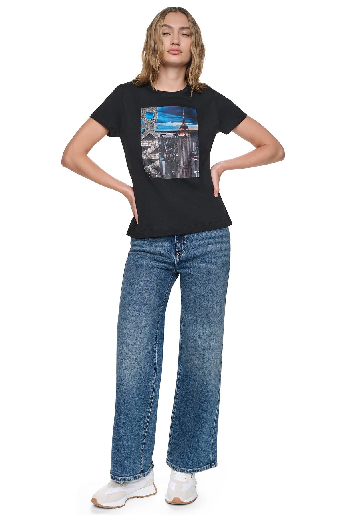 Black/Manhattan Combo DKNY MANHATTAN PHOTO LOGO TEE