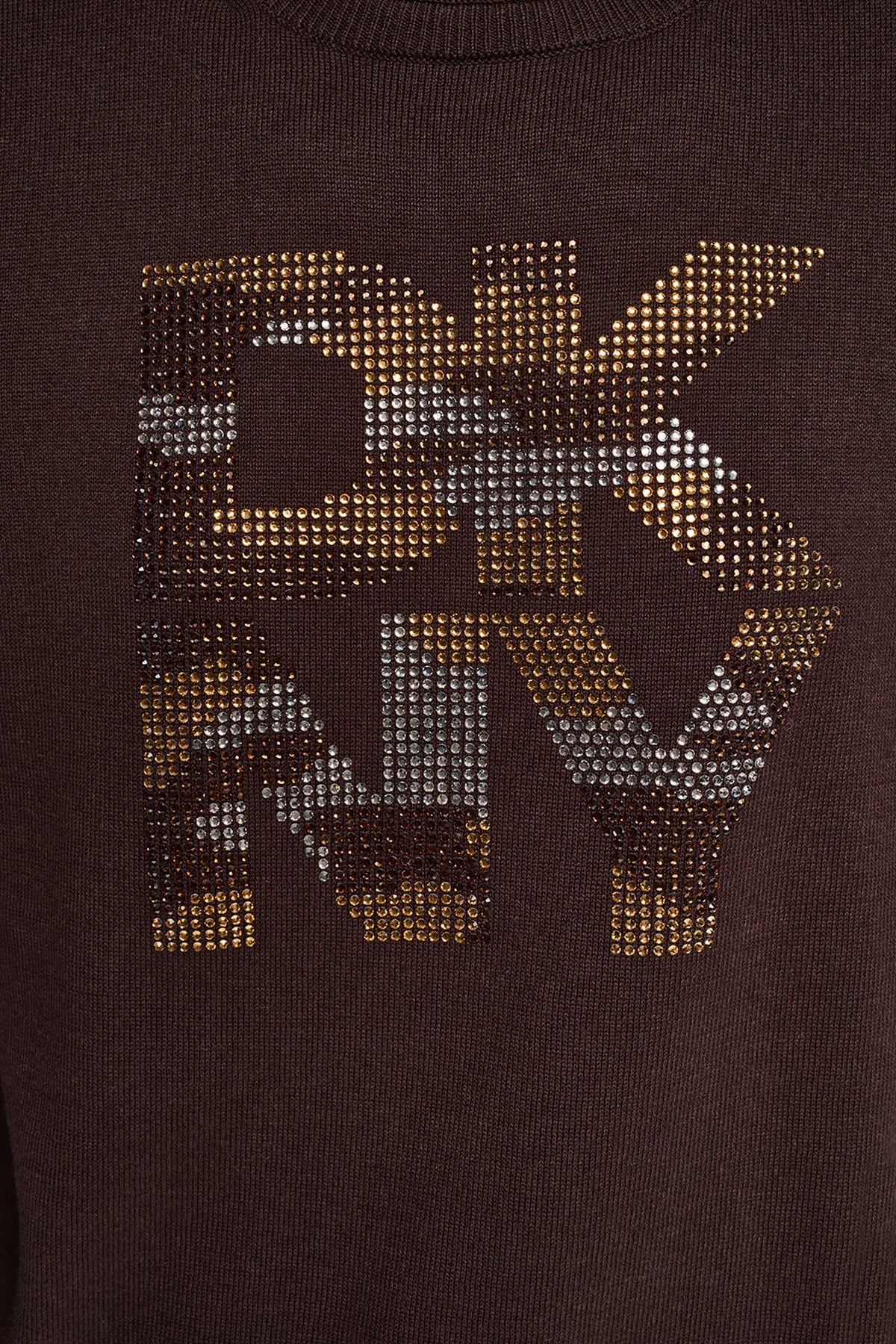 Espresso DKNY CAMO RHINESTONE LOGO SWEATER