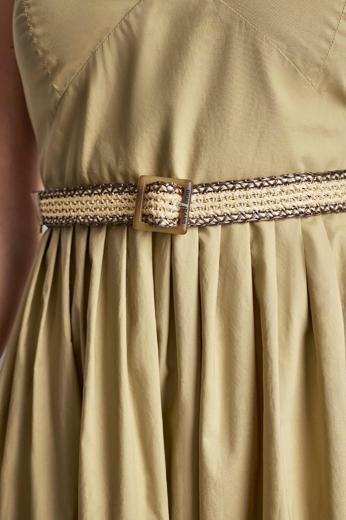 Chestnut DKNY STRAPPY V-NECK MAXI DRESS WITH RAFFIA BELT