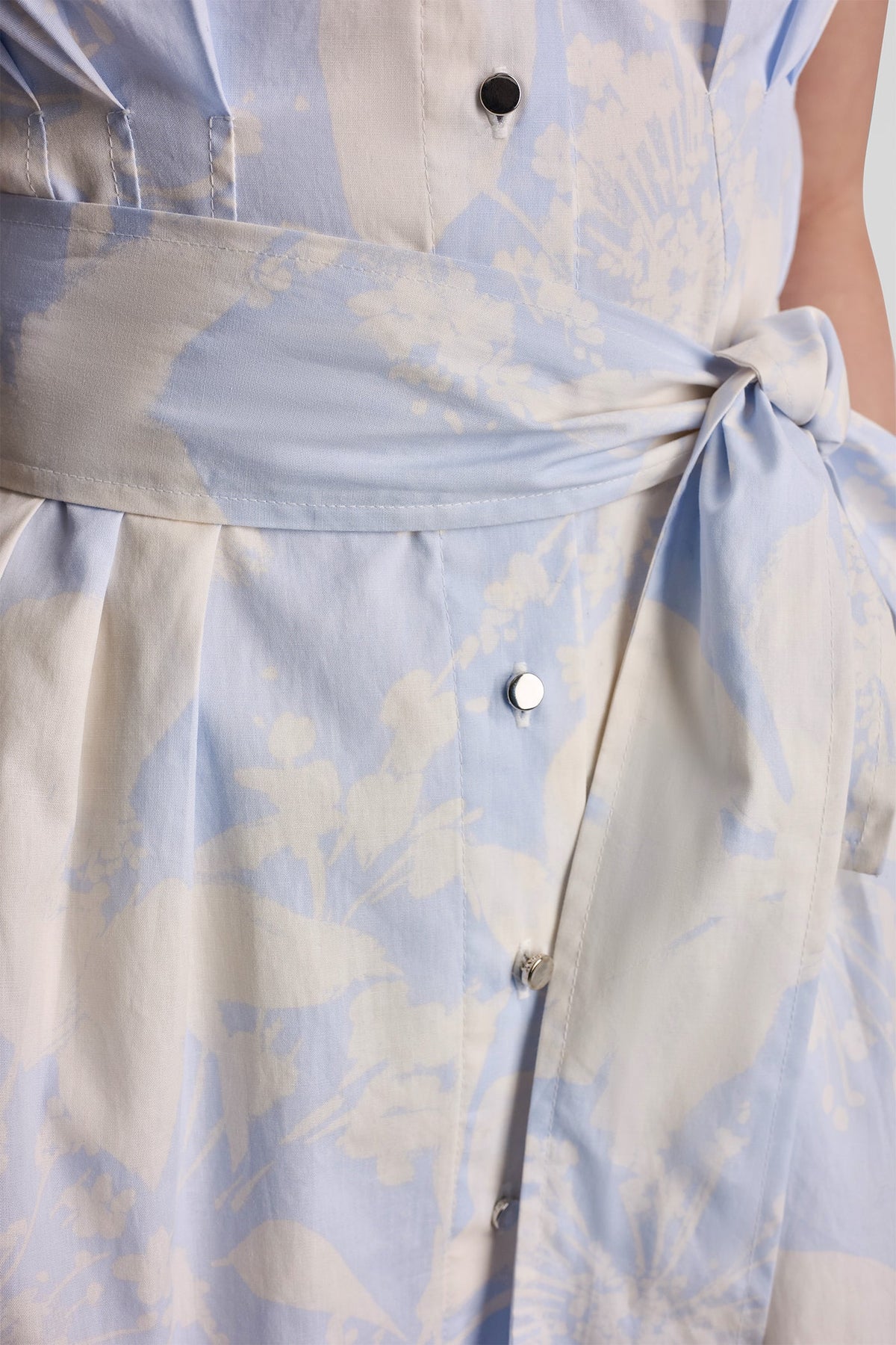 Frost Blue/White DKNY COTTON CAP SLEEVE MINI SHIRT DRESS