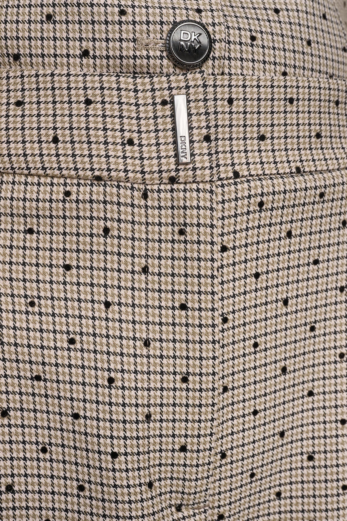Travertine/Black DKNY HOUNDSTOOTH CHECKERED HIGH-RISE PANT