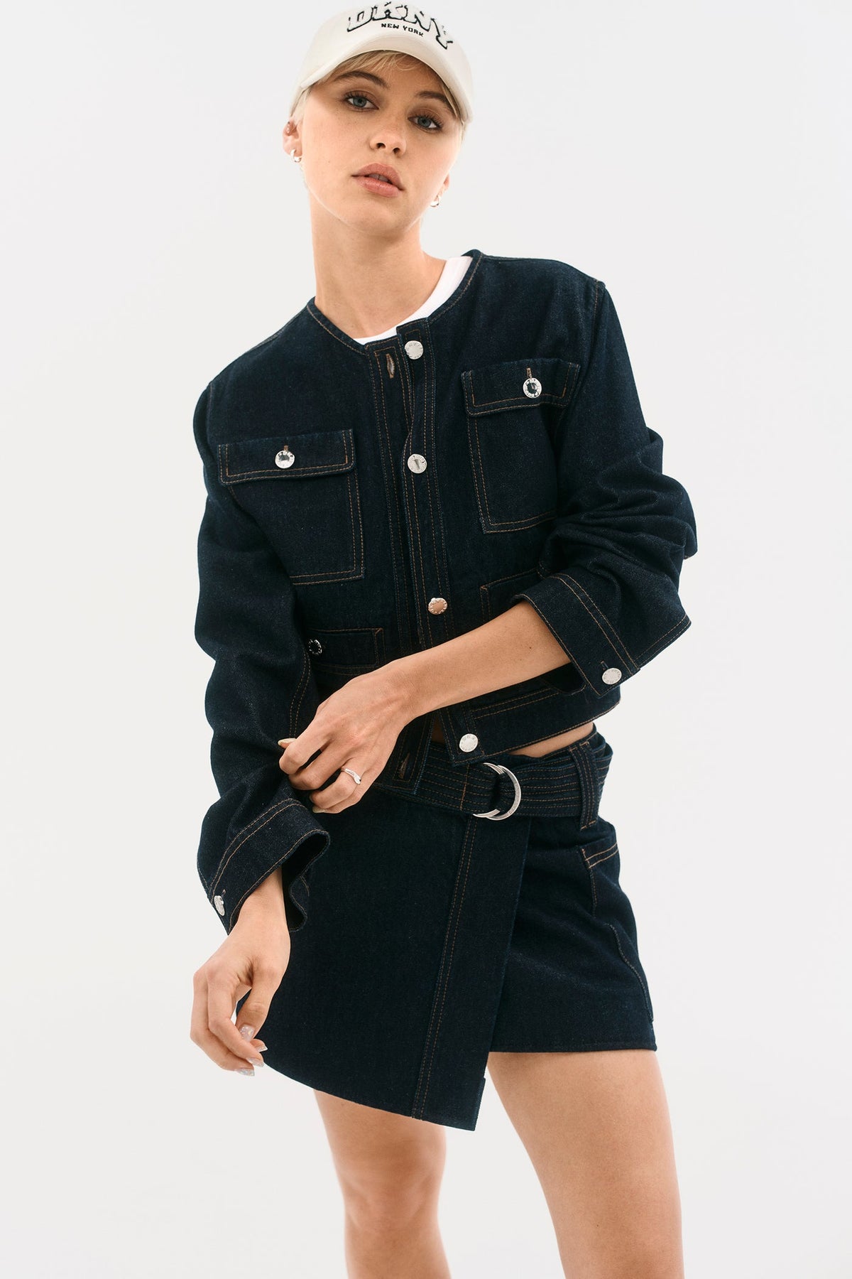 Fearless/Houndstooth DKNY MIXED MEDIA DENIM JACKET