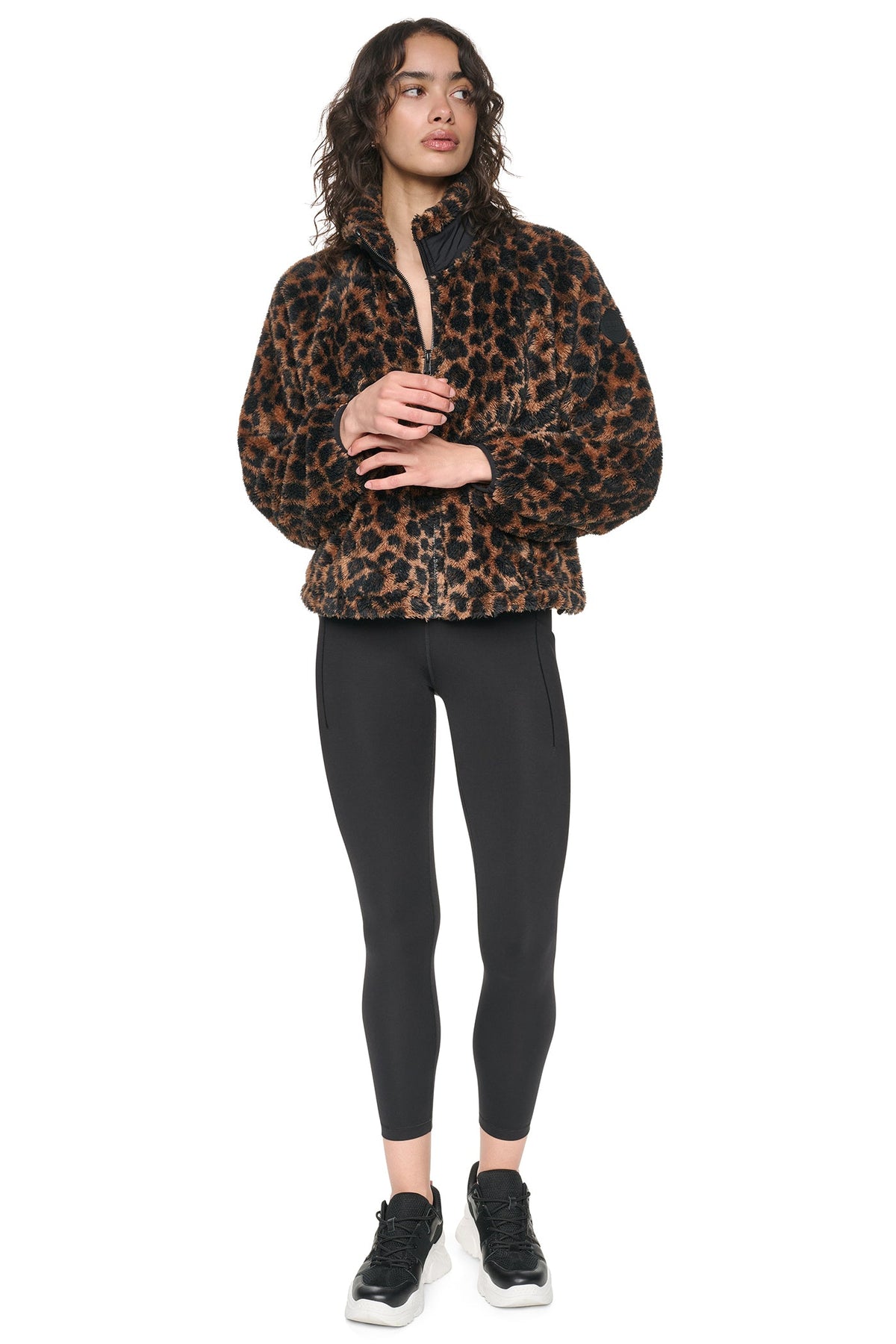 Leopard Caramel DKNY PRINTED SHERPA JACKET