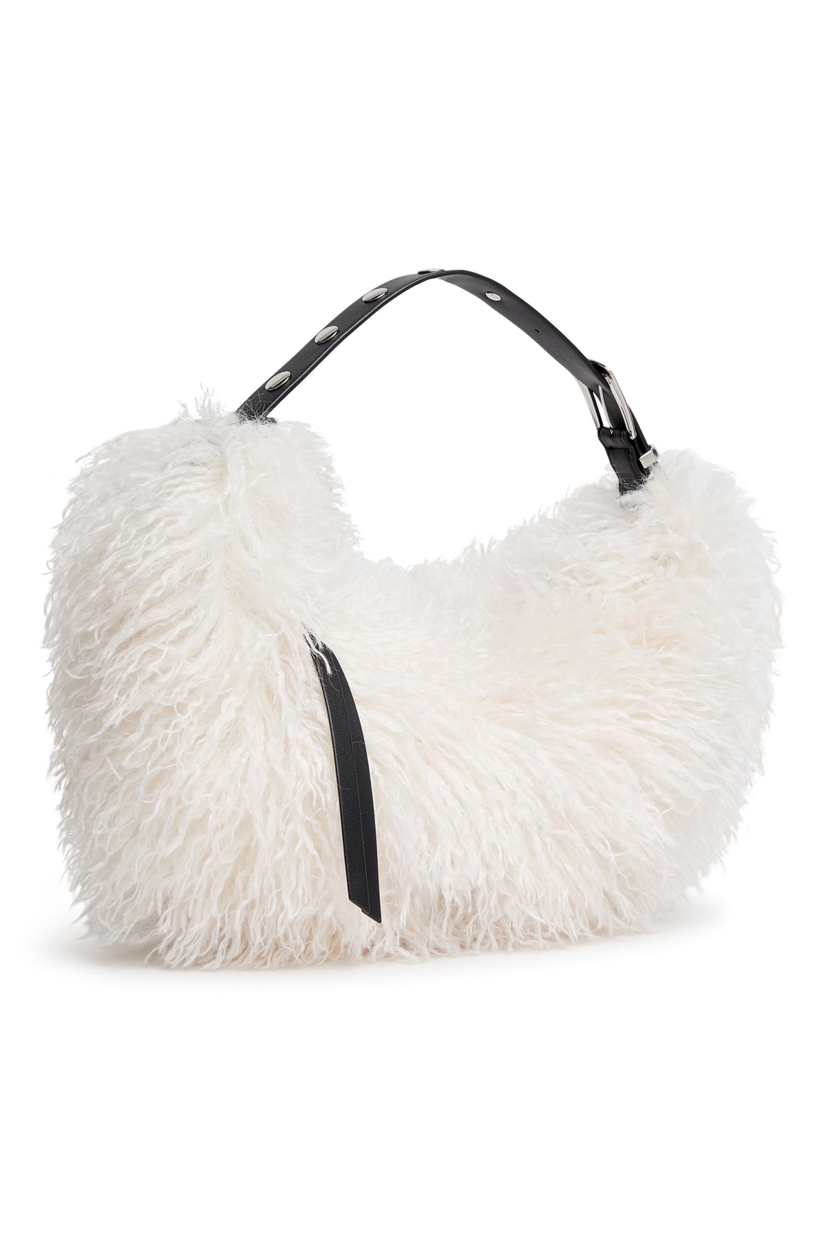 Natural/Black DKNY RANNA FAUX FUR SMALL HOBO BAG