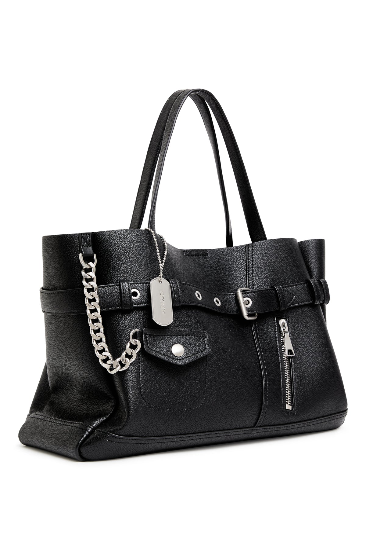 Black/Silver DKNY BRYAR LARGE MOTO SATCHEL