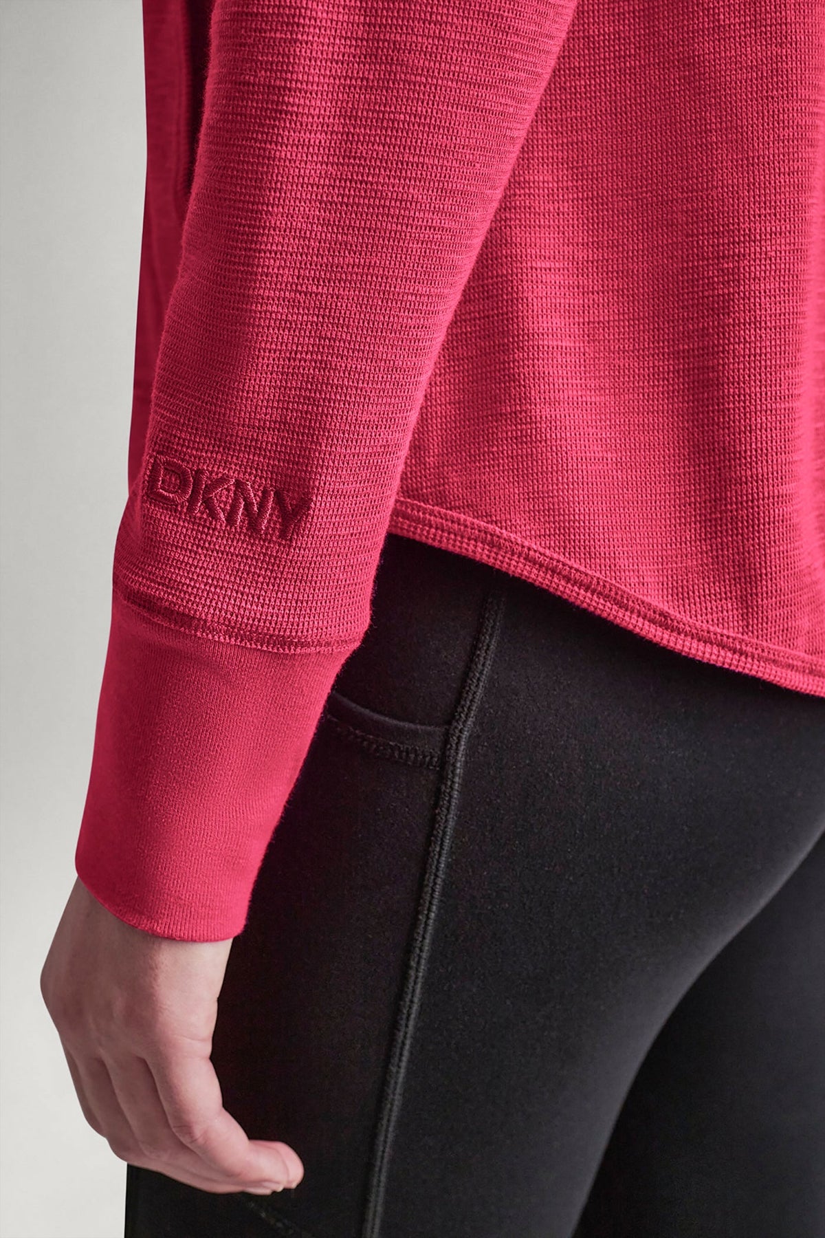 Punch DKNY COTTON-BLEND SLUB WAFFLE-KNIT HOODIE