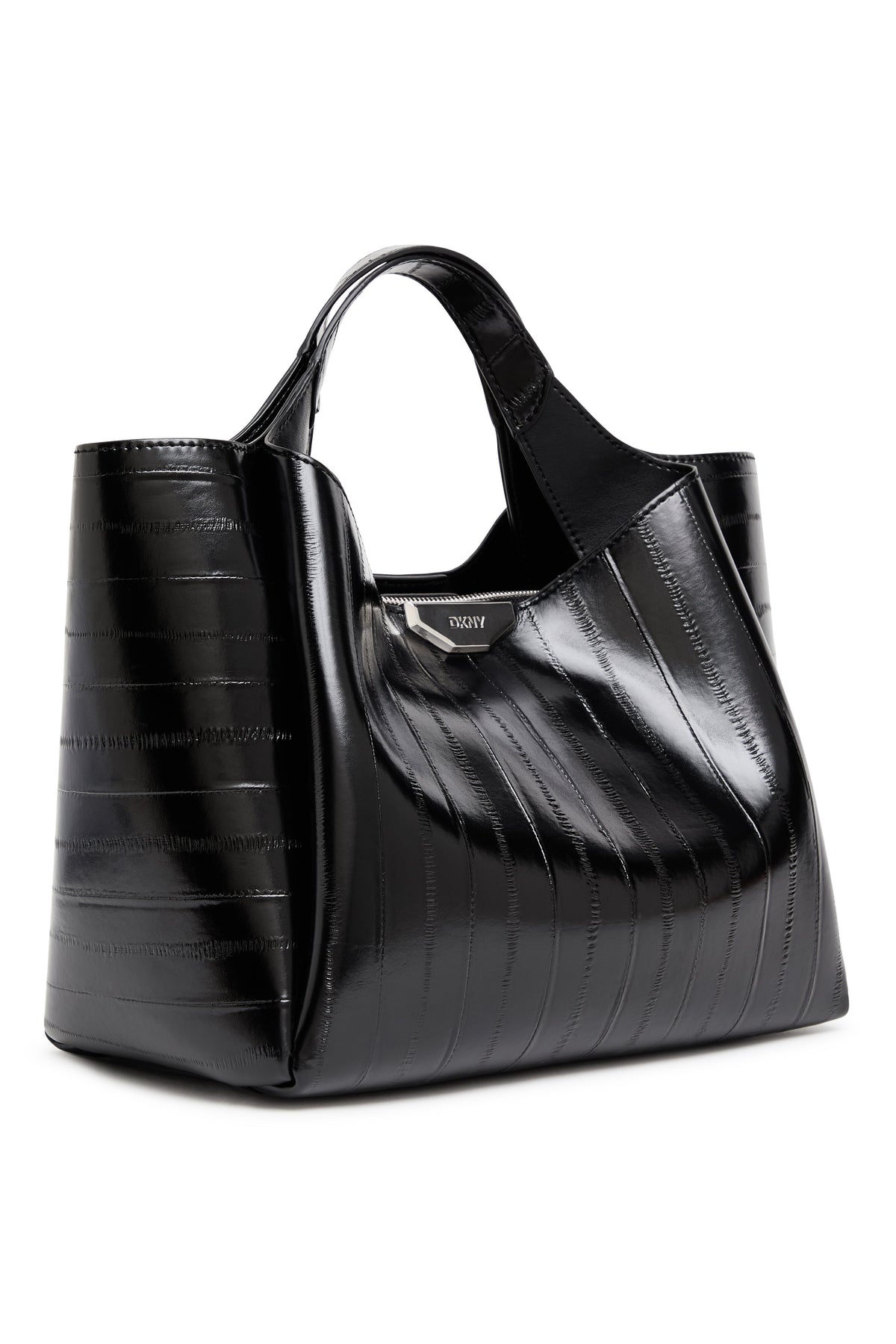Black/Silver DKNY WILLA RIBBED TOTE