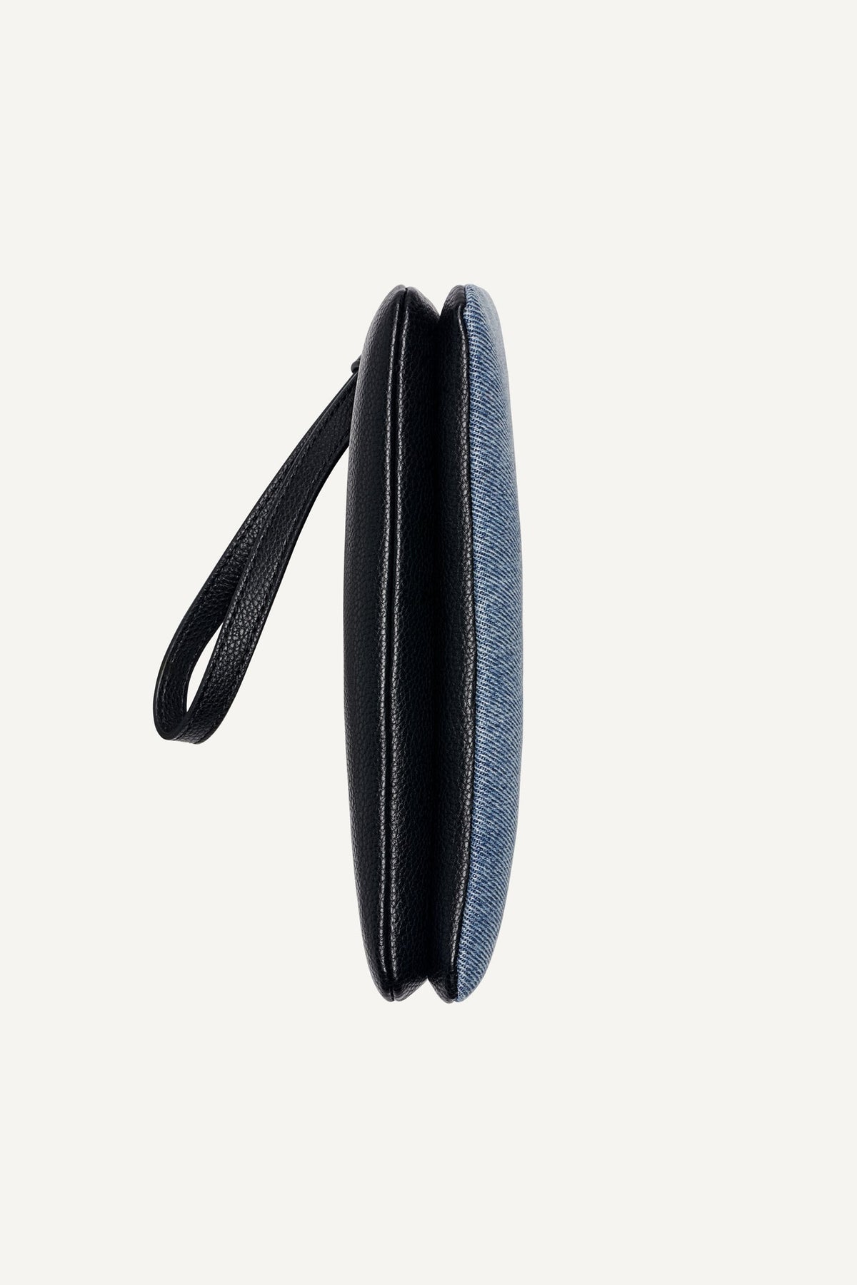 Denim/Black DKNY SARAH DUAL ZIP POUCH WRISTLET