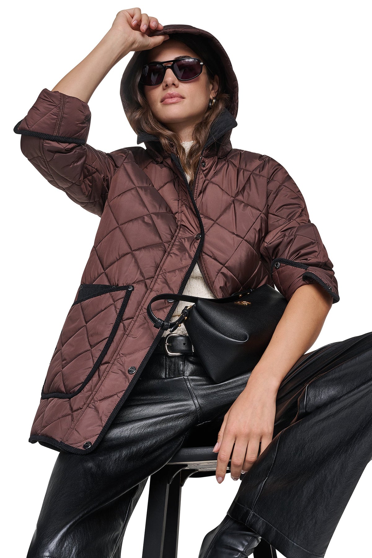 Black DKNY QUILTED BARN JACKET