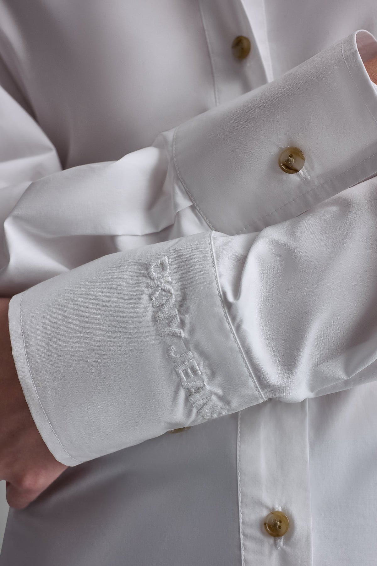 White DKNY POPLIN CUTOUT TIE BACK SHIRT