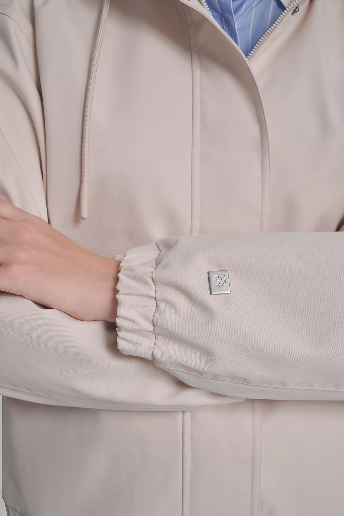 Parchment DKNY HIGH COLLAR BOMBER JACKET WITH HOOD