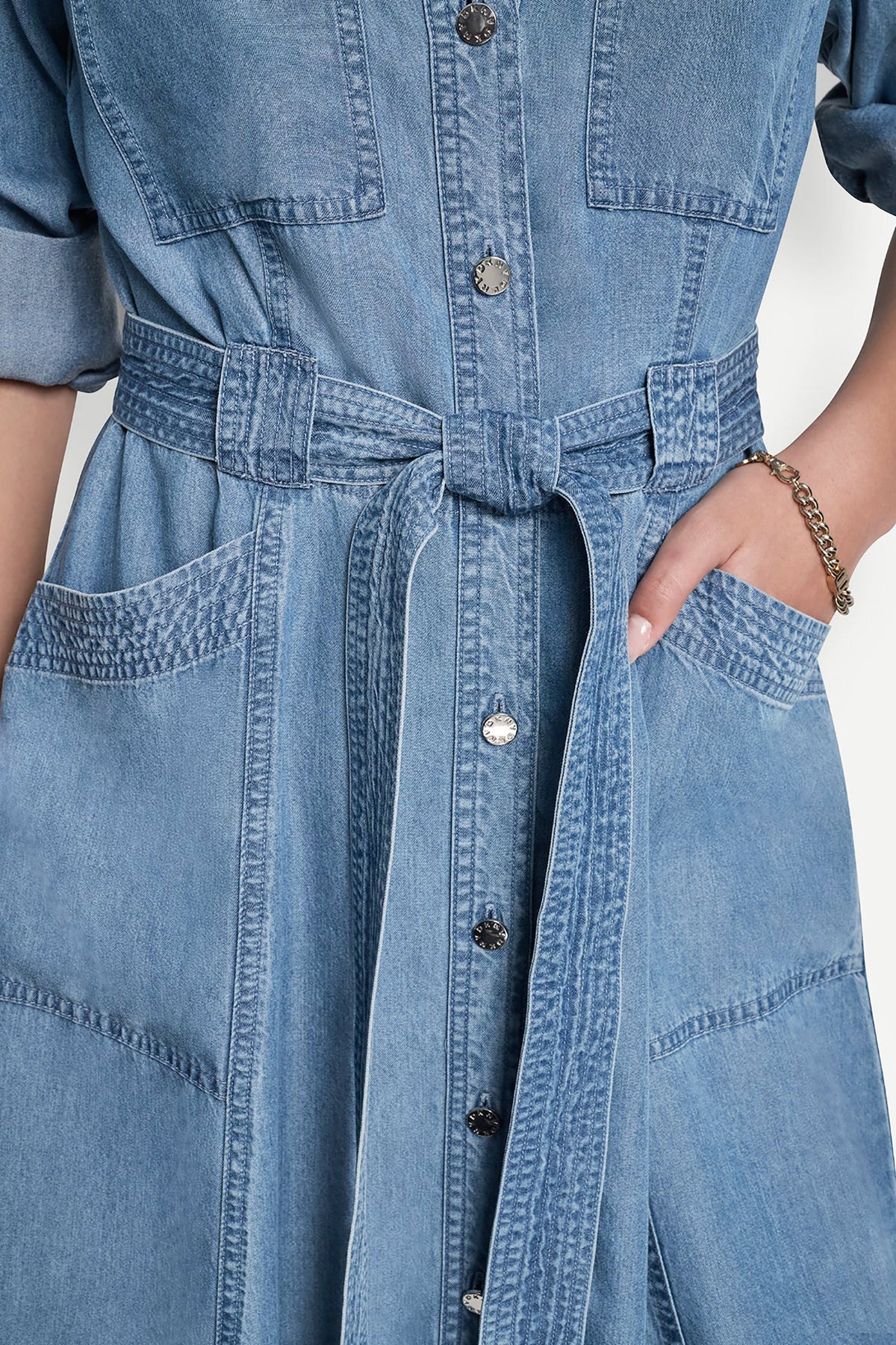 Stream DKNY LONG SLEEVE ROLL TAB TENCEL CARGO DRESS