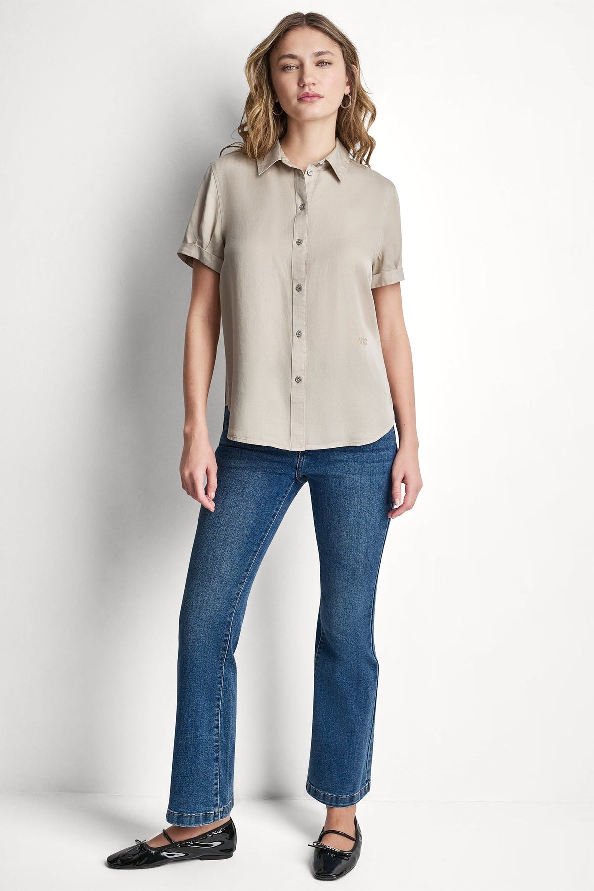 Chambray DKNY GARMENT DYE BUTTON-FRONT SHIRT