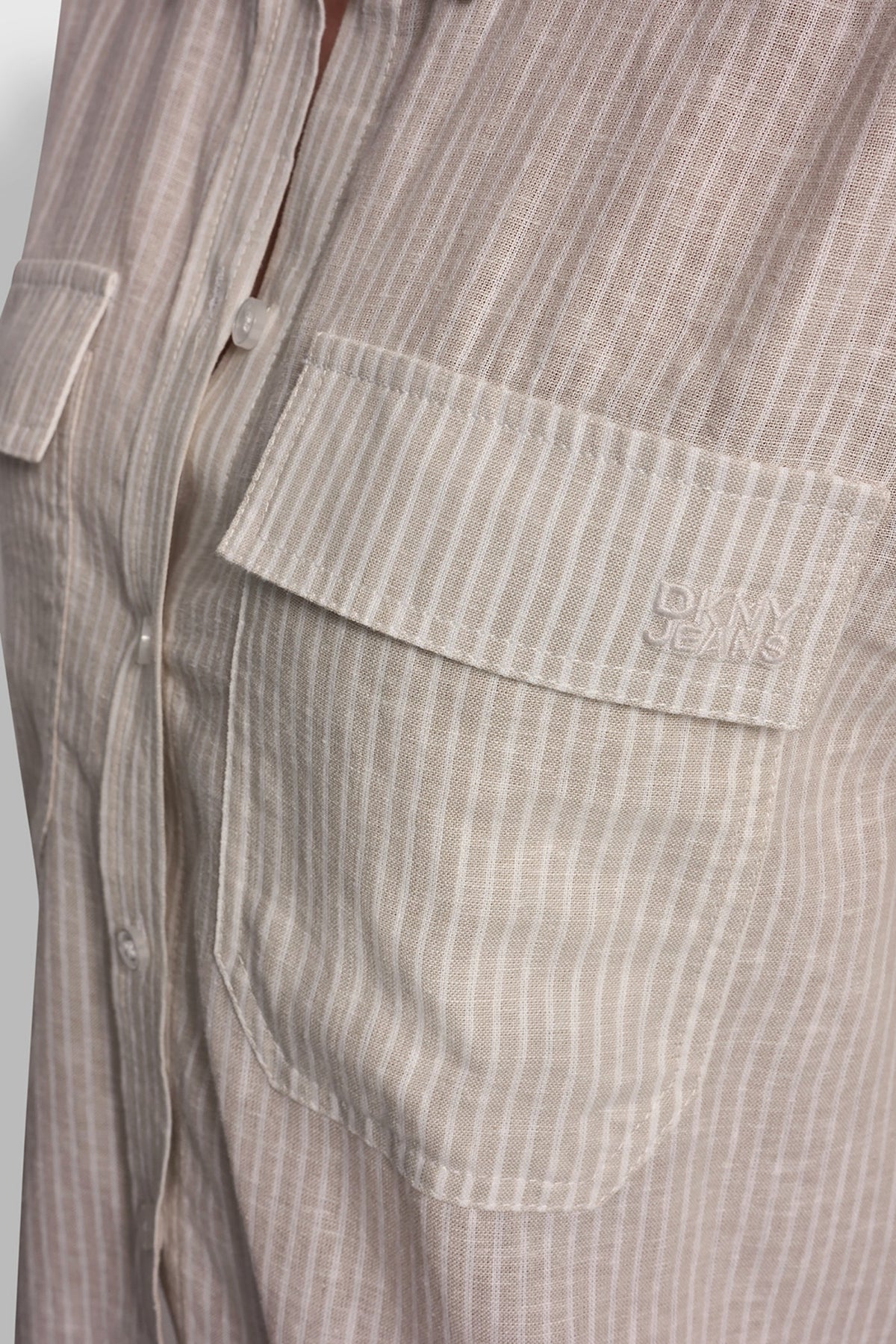 Lex Chambray DKNY LINEN-BLEND BUTTON-FRONT SHIRT