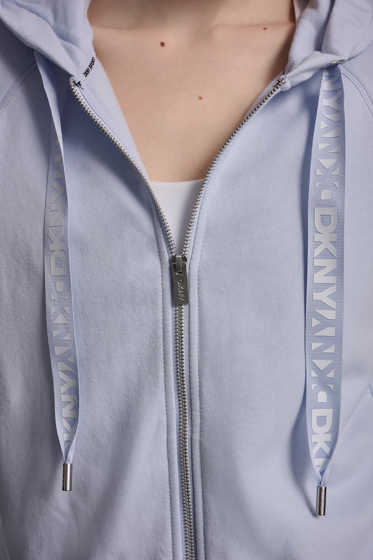 Claret/Silver DKNY TWO-TONE LOGO DRAWSTRING HOODIE