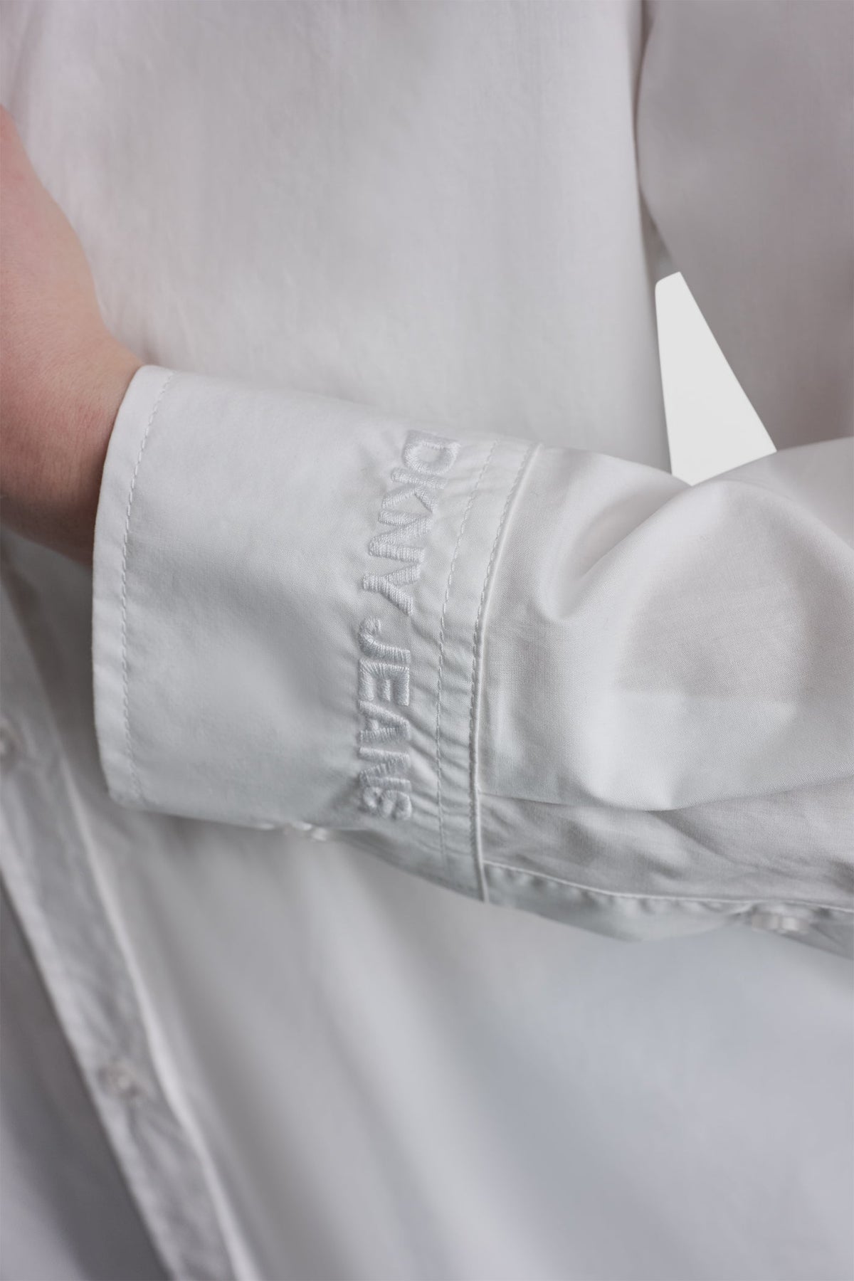 White DKNY BUTTON FRONT SHIRT WITH FITTED BACK