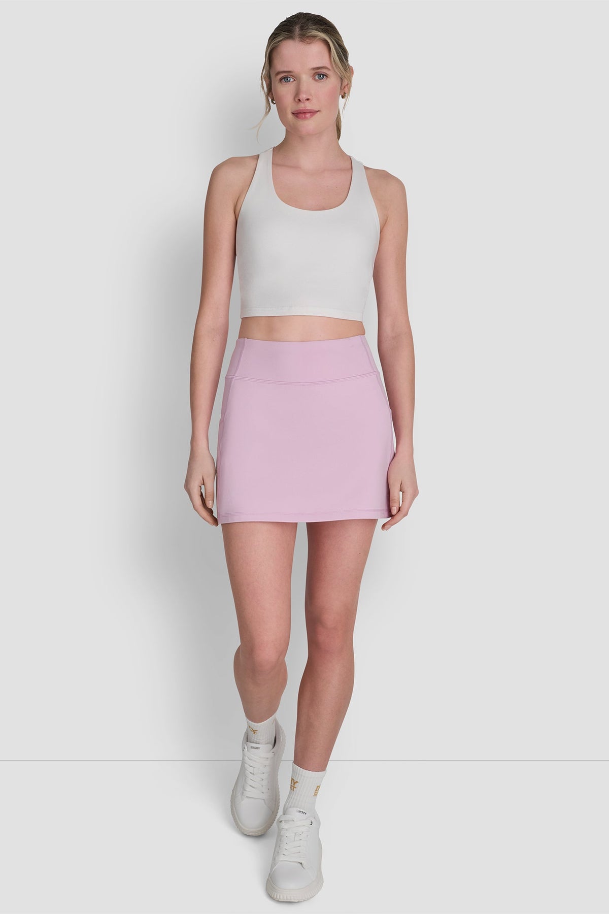 Black DKNY EXTRA HIGH-RISE BALANCE COMPRESSION SKORT