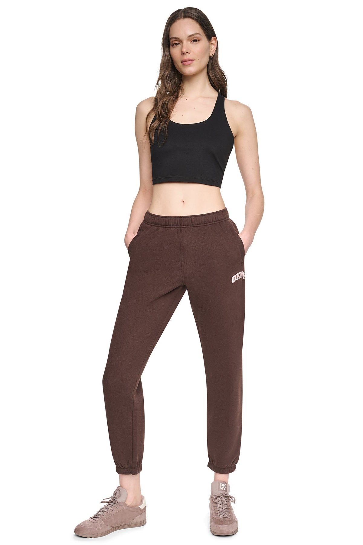 Peacoat/Oat DKNY PUFF VARSITY LOGO MID-RISE JOGGER