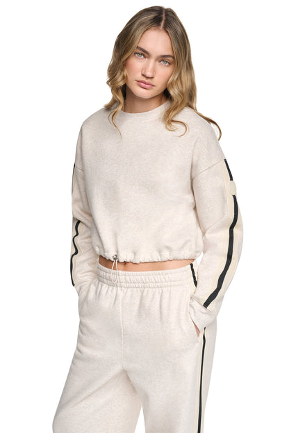 Black DKNY CROPPED STRIPED SWEATSHIRT