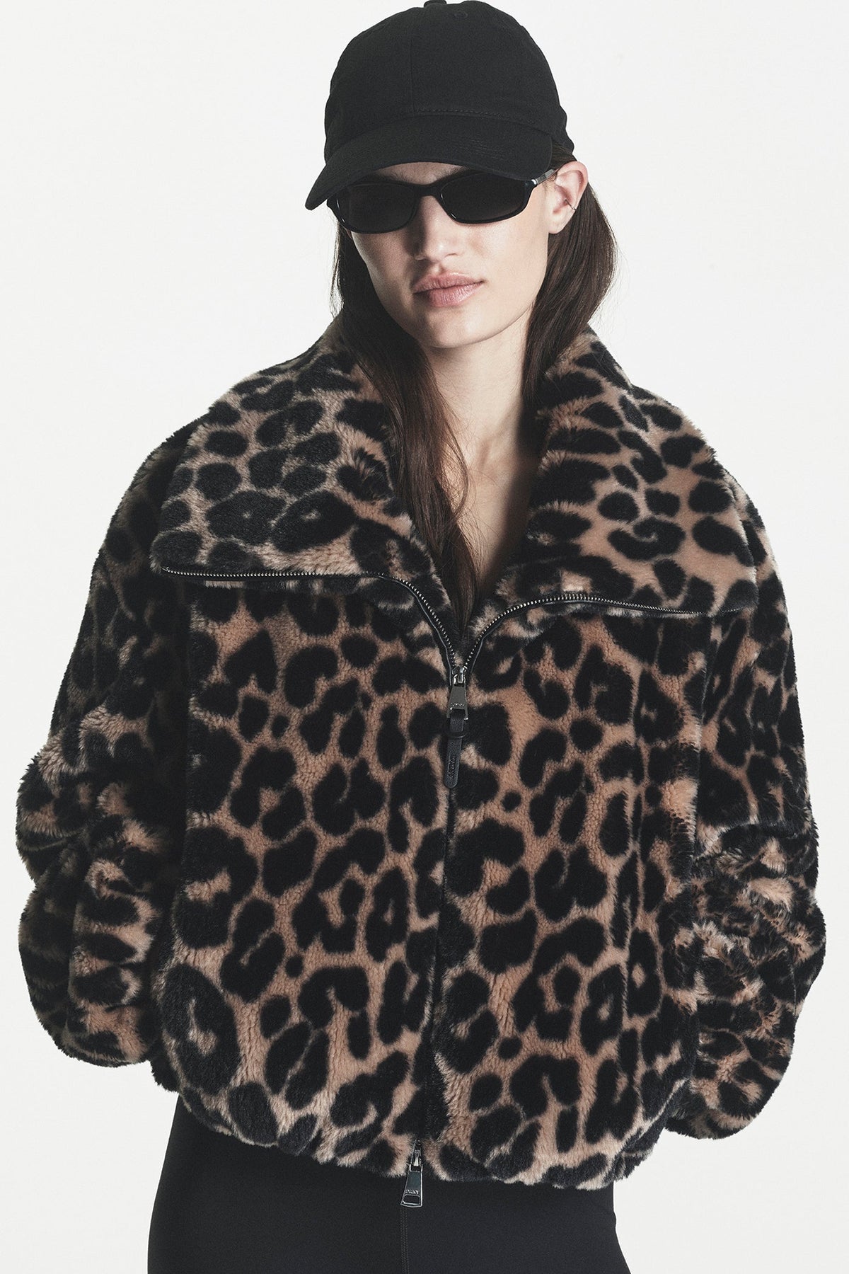Leopard DKNY FAUX FUR BUBBLE HEM JACKET