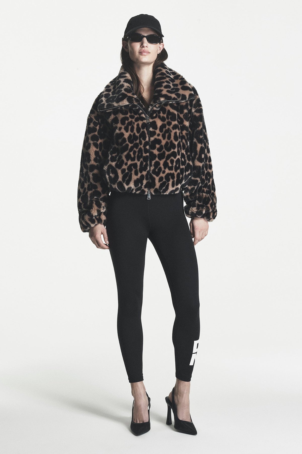 Leopard DKNY FAUX FUR BUBBLE HEM JACKET