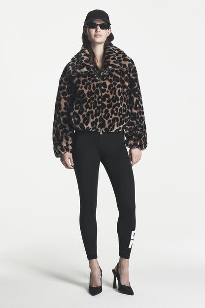Leopard DKNY FAUX FUR BUBBLE HEM JACKET