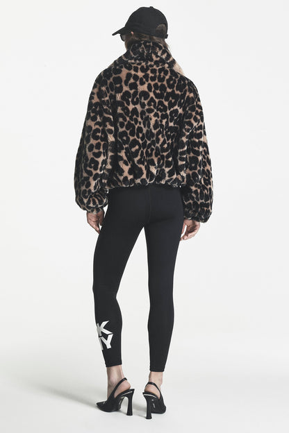 Leopard DKNY FAUX FUR BUBBLE HEM JACKET
