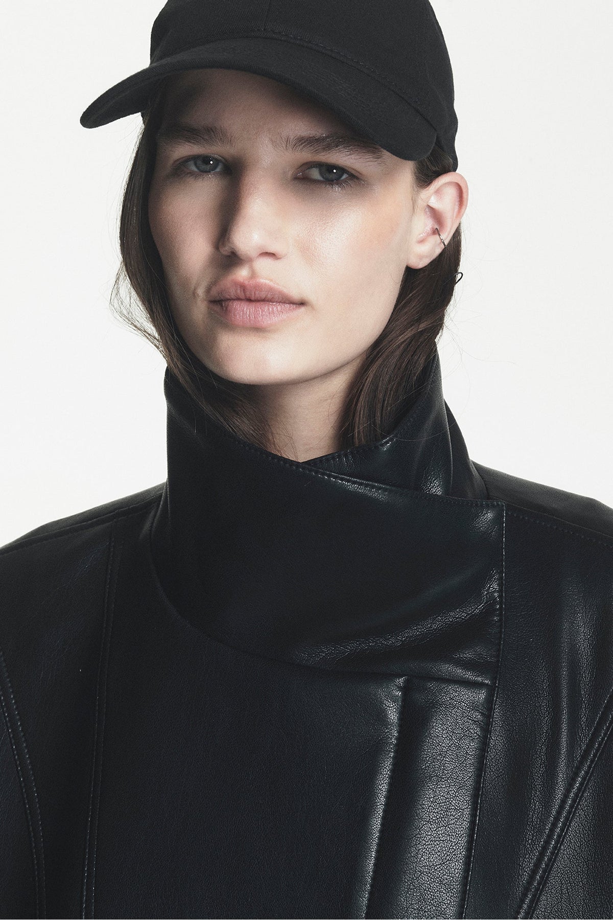 Black DKNY ASYMMETRIC FAUX LEATHER JACKET