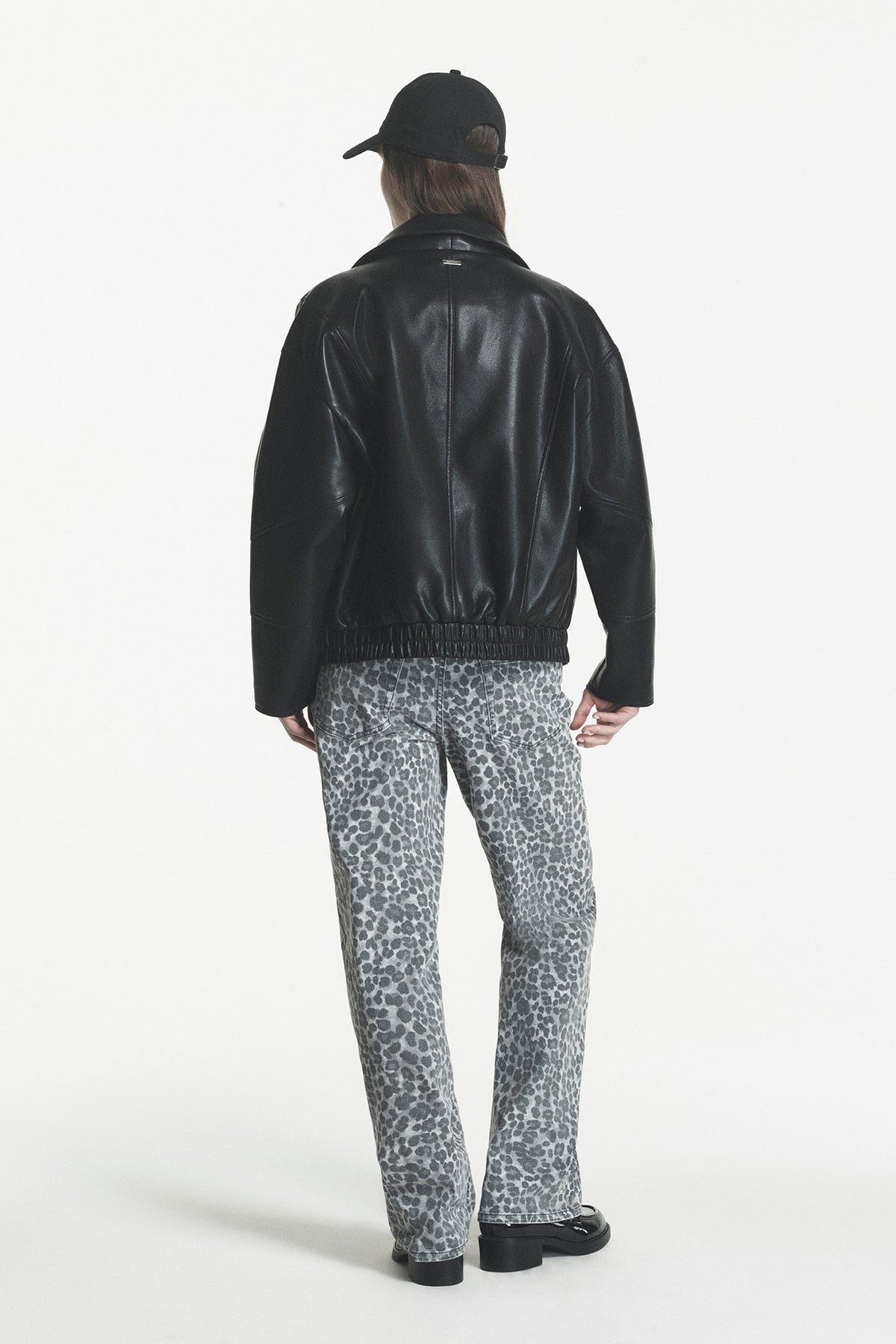 Black DKNY ASYMMETRIC FAUX LEATHER JACKET