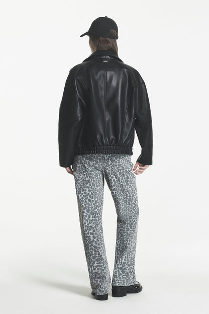 Black DKNY ASYMMETRIC FAUX LEATHER JACKET