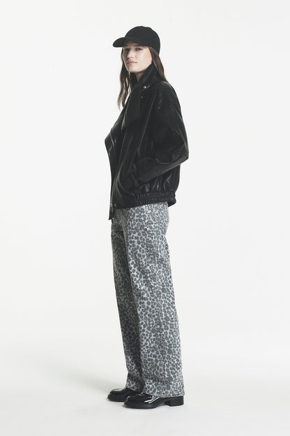 Black DKNY ASYMMETRIC FAUX LEATHER JACKET