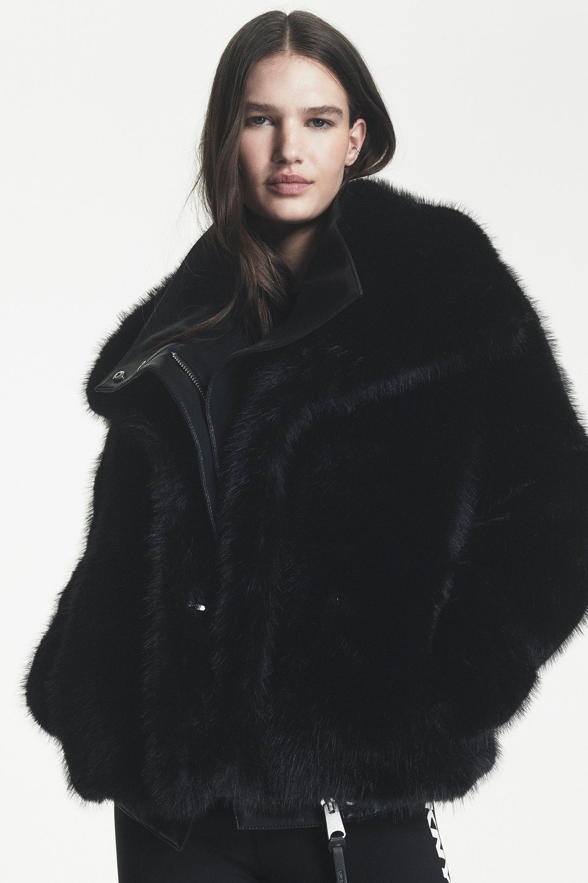 Black DKNY FAUX FUR JACKET
