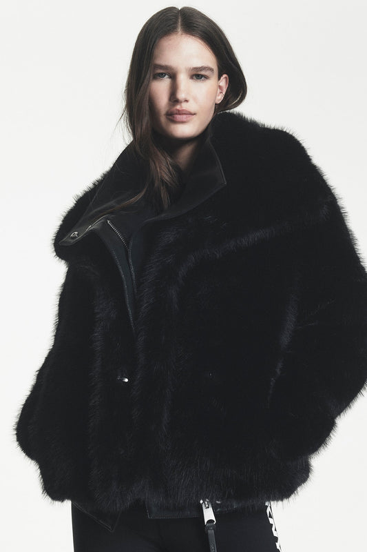 Black DKNY FAUX FUR JACKET