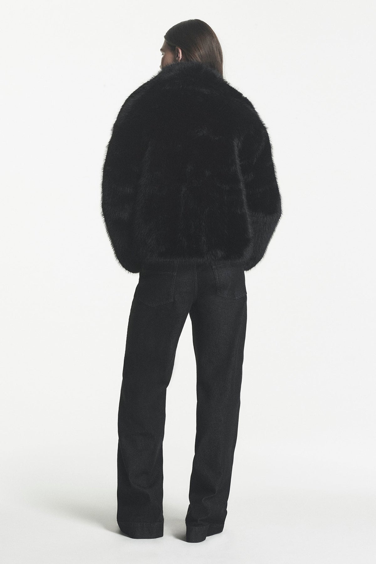 Black DKNY FAUX FUR JACKET