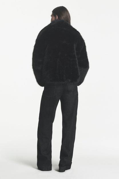 Black DKNY FAUX FUR JACKET