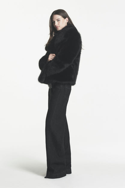 Black DKNY FAUX FUR JACKET