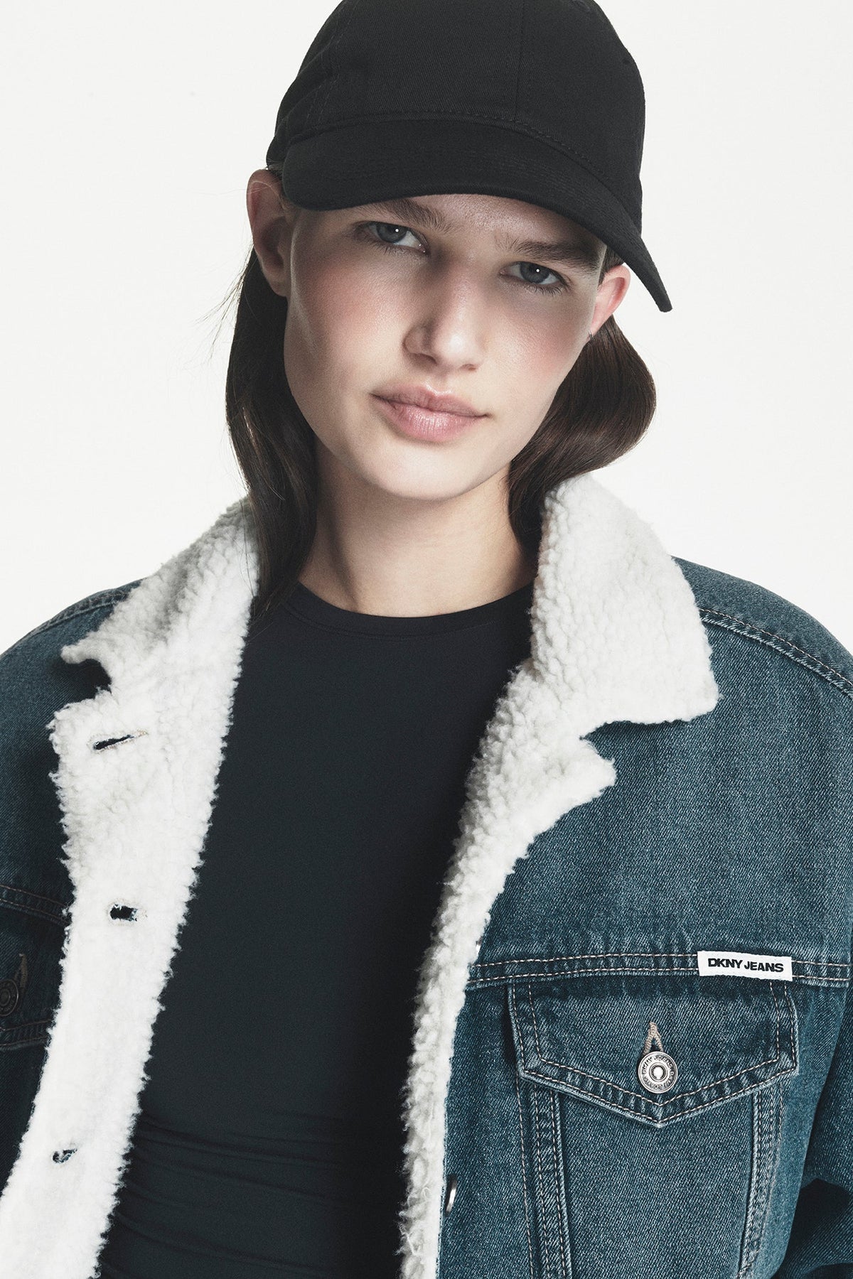 Fordham DKNY SHERPA COLLAR DENIM TRUCKER JACKET
