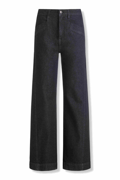 Black DKNY HIGH-RISE FORWARD SEAM WIDE LEG