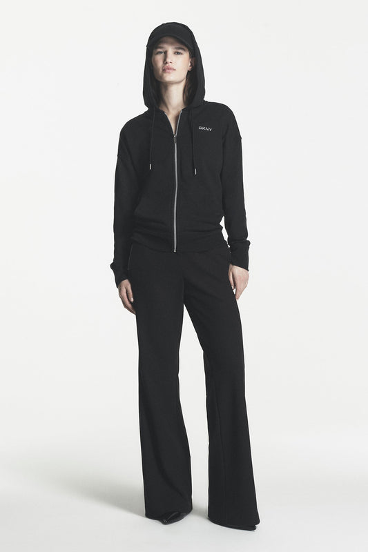 Black DKNY METALLIC BUBBLE FULL ZIP
