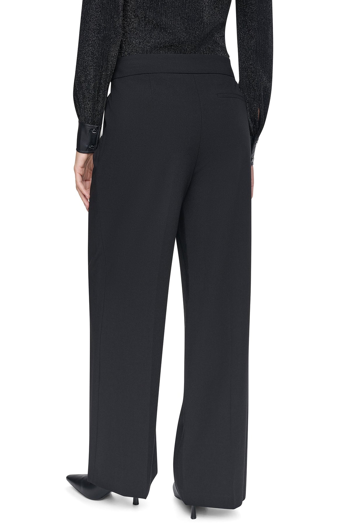Black DKNY BELTED WIDE LEG TROUSER