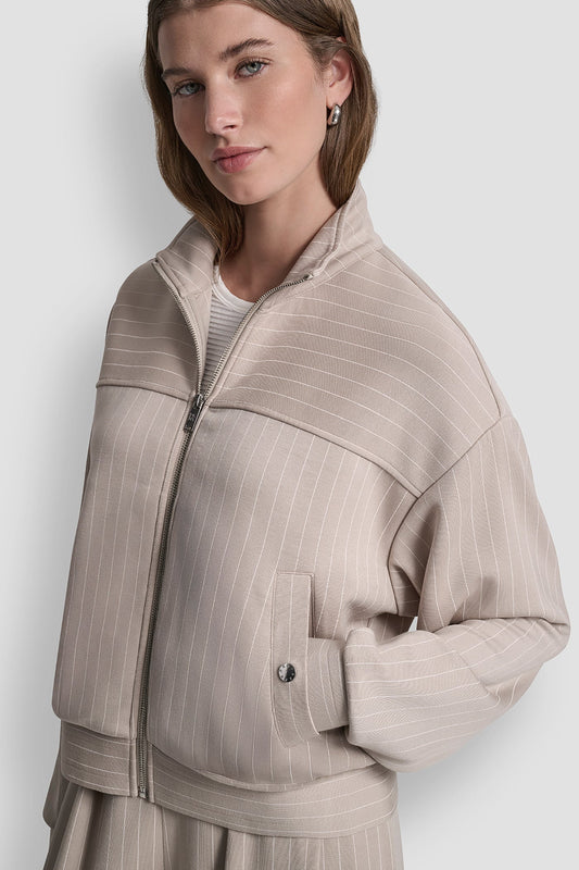 Black DKNY PINSTRIPED TRACK JACKET