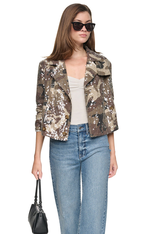 Travertine DKNY SEQUIN DOUBLE BREASTED TRENCH COAT