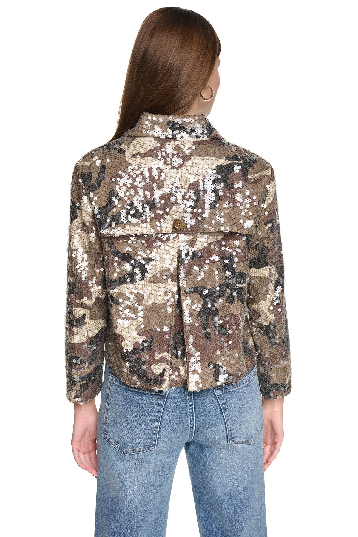 Travertine DKNY SEQUIN DOUBLE BREASTED TRENCH COAT