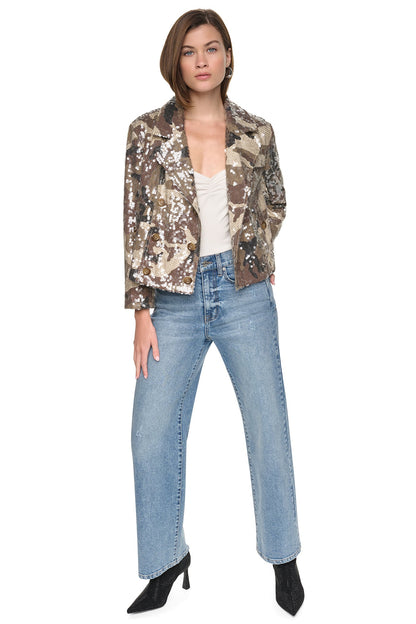 Travertine DKNY SEQUIN DOUBLE BREASTED TRENCH COAT